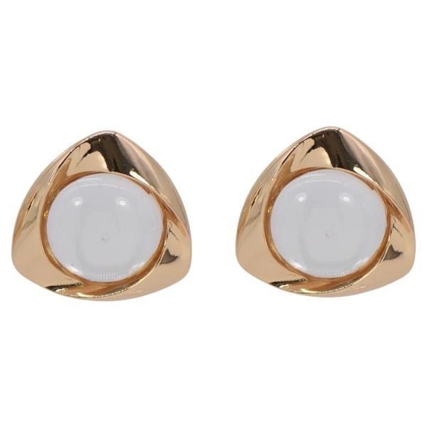METAL TRIANGLE CABOCHON STUD EARRING