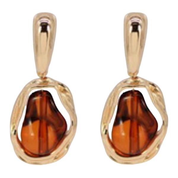 METAL OVAL CABOCHON DROP EARRING