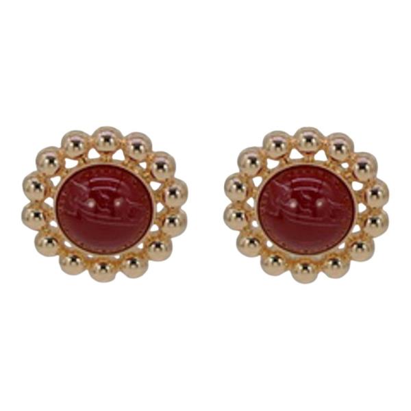 METAL BEAD ROUND STUD EARRING