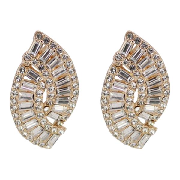 RHINESTONE FAN SHAPE STUD EARRING