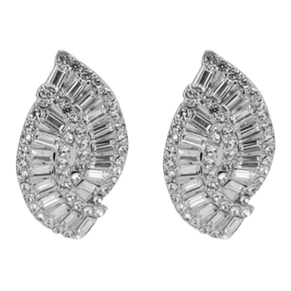 RHINESTONE FAN SHAPE STUD EARRING