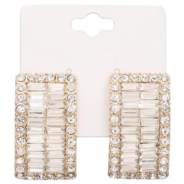 RECTANGLE RHINESTONE METAL EARRING