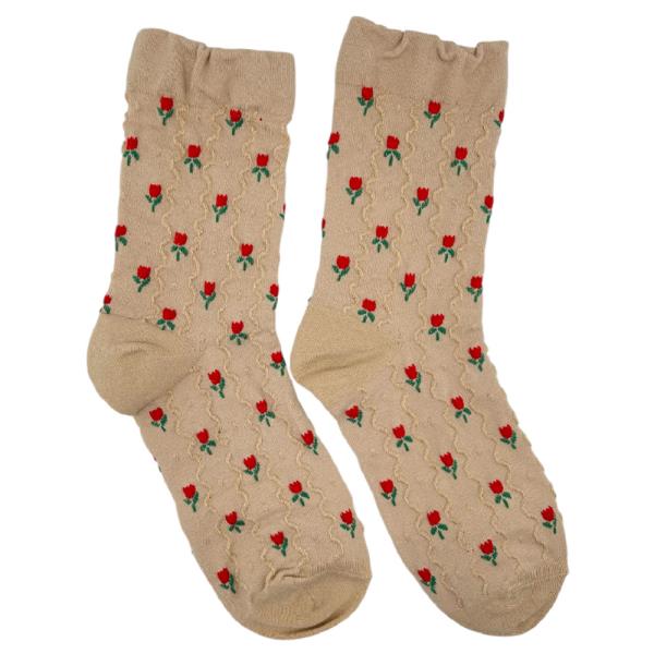 FLORAL EMBROIDERED CREW SOCKS