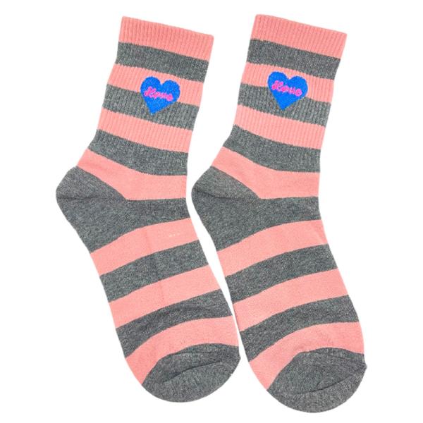 STRIPE HEART CREW SOCKS