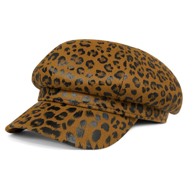 FULL LEOPARD PU CABBY HAT