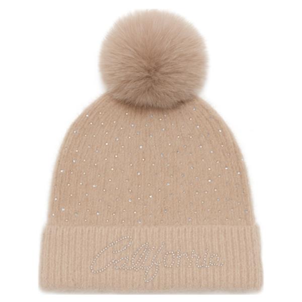 RHINESTONE CALIFORNIA LOGO WITH POMPOM BEANIE
