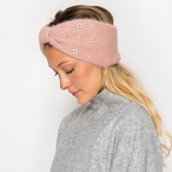 RHINESTONE FLOWER STUDDED HEADWRAP