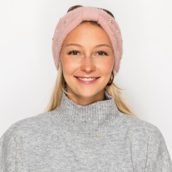 RHINESTONE FLOWER STUDDED HEADWRAP