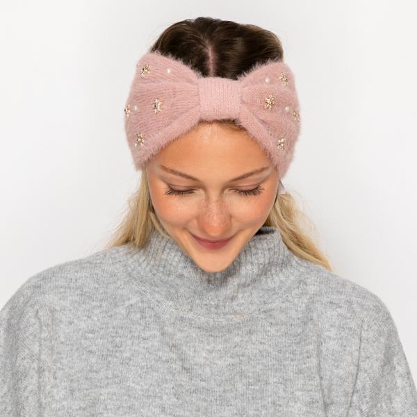 RHINESTONE FLOWER STUDDED HEADWRAP