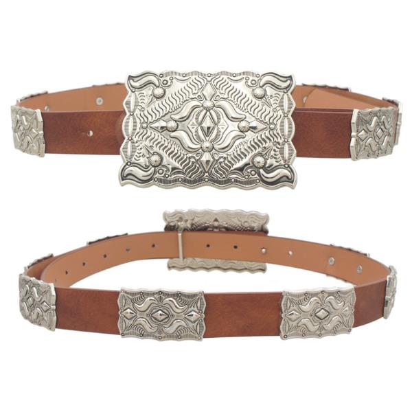 SOUTHWESTERN RECTANGLE CONCHO BUCKLE BELT