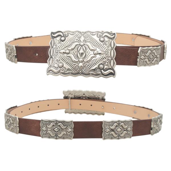 SOUTHWESTERN RECTANGLE CONCHO BUCKLE BELT