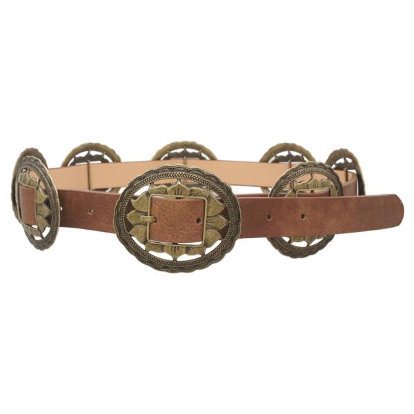 SUNFLOWER CONCHO LINK WASHED STRAP BELT