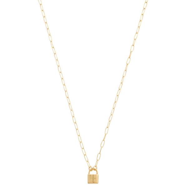 SODAJO LOCK CHARM GOLD DIPPED NECKLACE