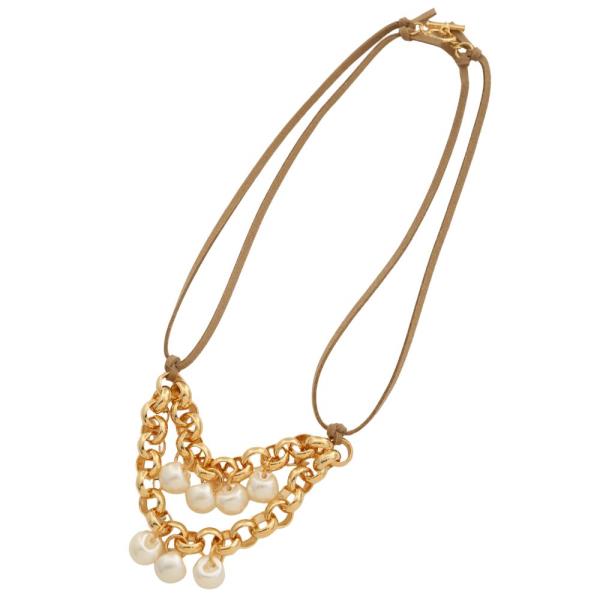 SODAJO PEARL BEAD CIRCLE LINK LAYERED NECKLACE