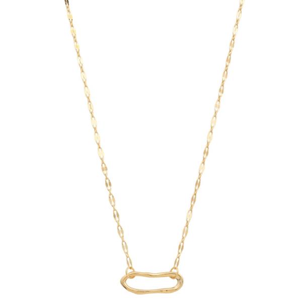 SODAJO OVAL METAL PENDANT GOLD DIPPED NECKLACE
