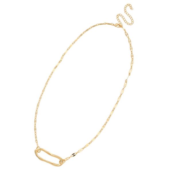 SODAJO OVAL METAL PENDANT GOLD DIPPED NECKLACE