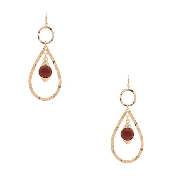 BEADED TEARDROP METAL DANGLE EARRING