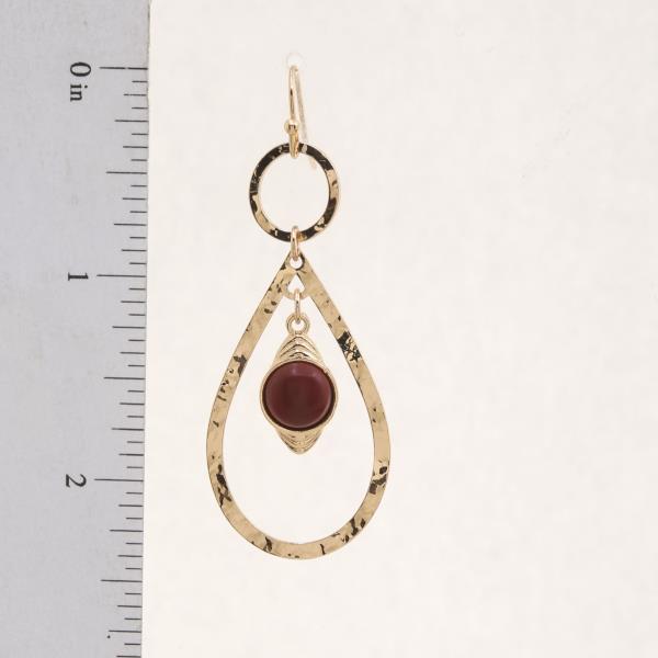 BEADED TEARDROP METAL DANGLE EARRING
