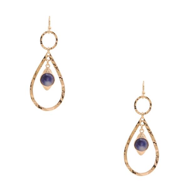 BEADED TEARDROP METAL DANGLE EARRING