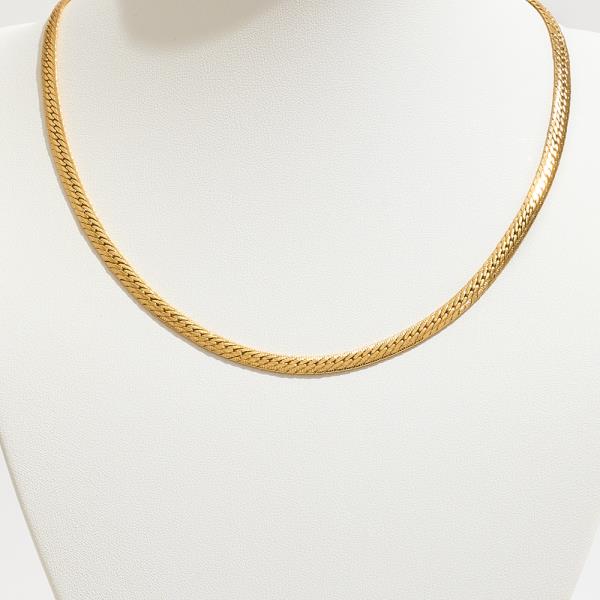 GOLD DIPPED HERRINGBONE DESIGN CHAIN NECKLACE