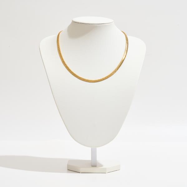 GOLD DIPPED HERRINGBONE DESIGN CHAIN NECKLACE