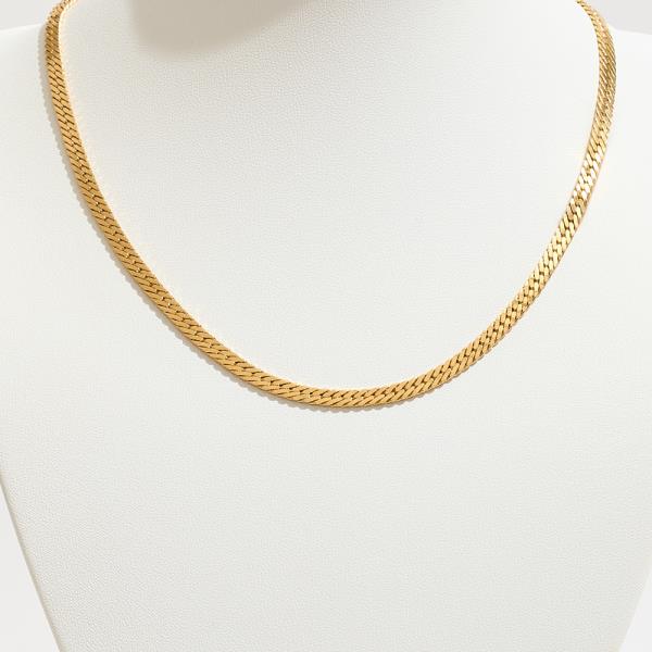 GOLD DIPPED HERRINGBONE DESIGN CHAIN NECKLACE