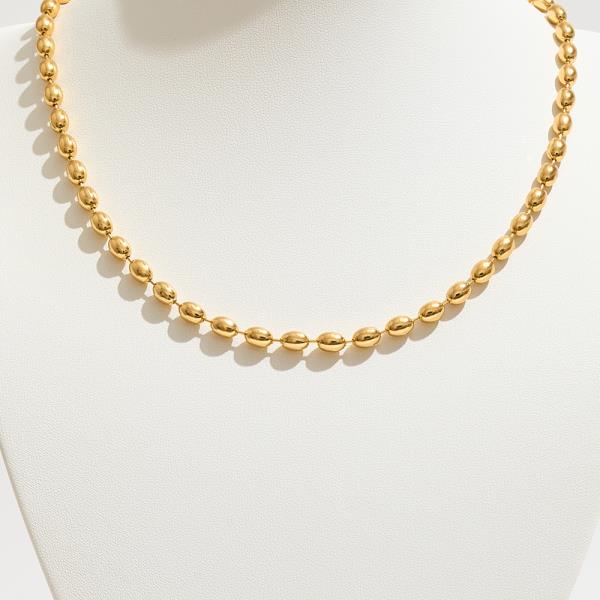 GOLD DIPPED GOLD OVAL BEAD CHAIN NECKLACE