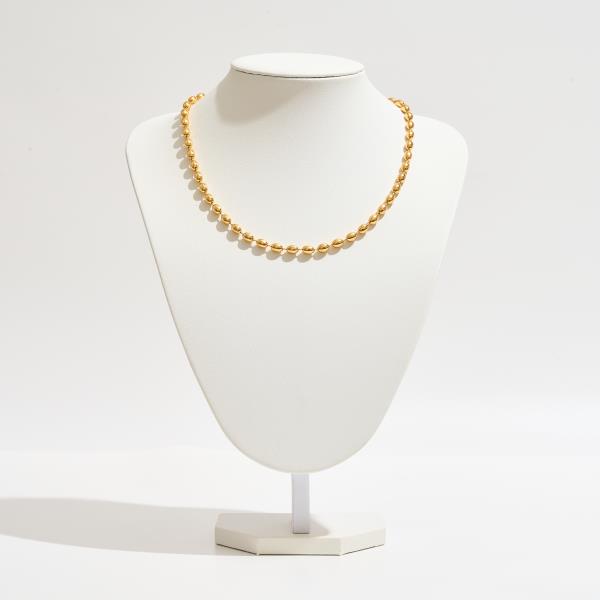 GOLD DIPPED GOLD OVAL BEAD CHAIN NECKLACE
