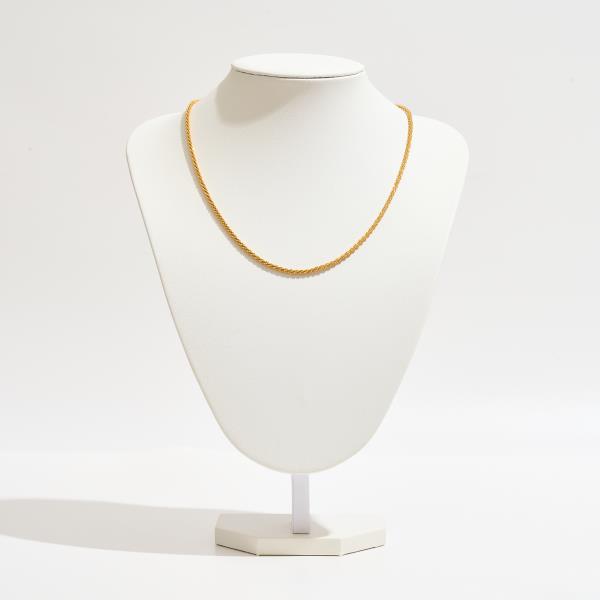 GOLD DIPPED ROUNDED RECTANGULAR TEXTURED LINK CHAIN NECKLACE