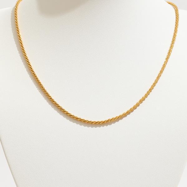 GOLD DIPPED ROUNDED RECTANGULAR TEXTURED LINK CHAIN NECKLACE