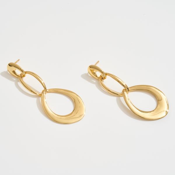 14K GOLD DIPPED DOUBLE TEARDROP STATEMENT DROP EARRING