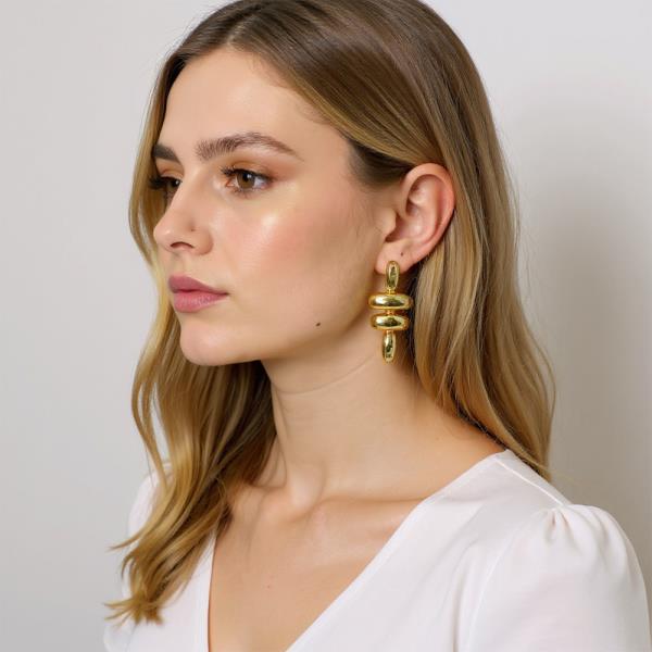 14K GOLD DIPPED GEOMETRIC DROP POST EARRING