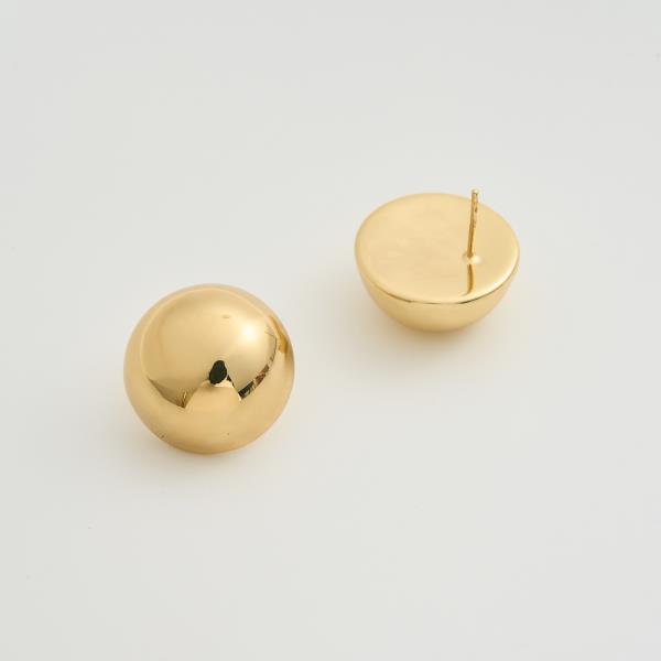 14K GOLD WHITE GOLD DIPPED POLISHED DOME POST EARRING