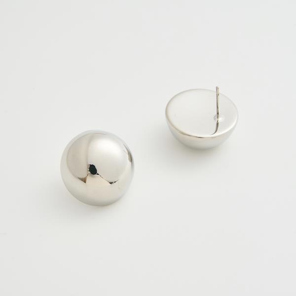 14K GOLD WHITE GOLD DIPPED POLISHED DOME POST EARRING