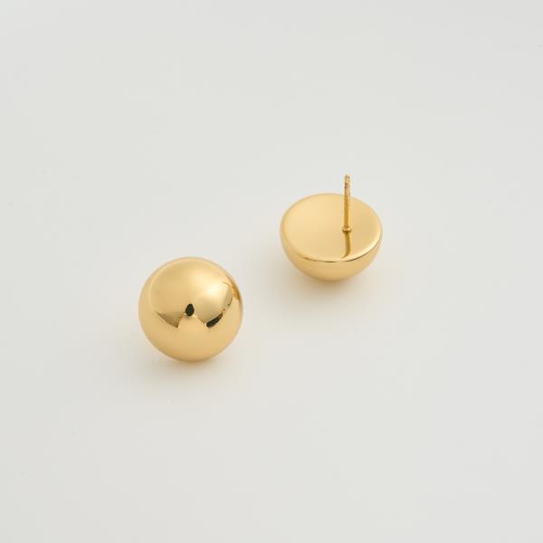 14K GOLD WHITE GOLD DIPPED POLISHED DOME POST EARRING