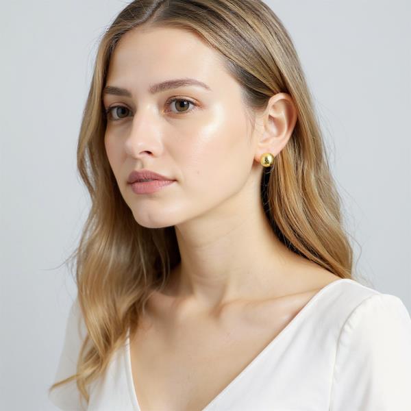 14K GOLD WHITE GOLD DIPPED POLISHED DOME POST EARRING
