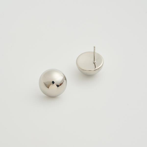 14K GOLD WHITE GOLD DIPPED POLISHED DOME POST EARRING