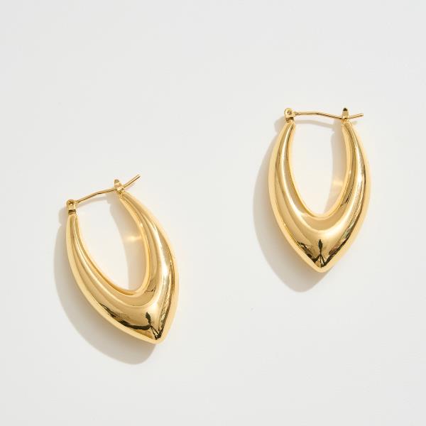 14K GOLD DIPPED TEARDROP PIN CATCH HOOP EARRING