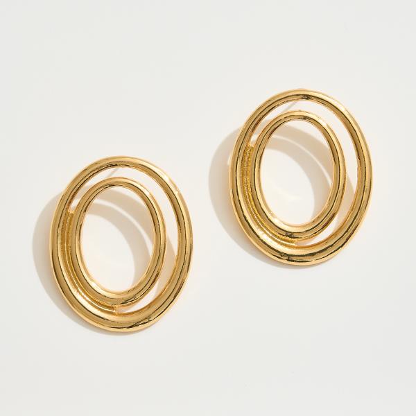 14K GOLD DIPPED DOUBLE OVAL EARRING
