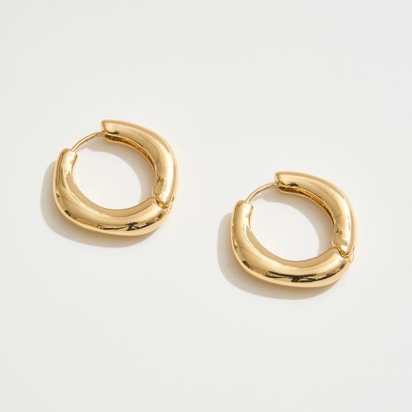 14K GOLDL WHITE GOLD DIPPED THICK ROUND HUGGIE HOOP EARRING