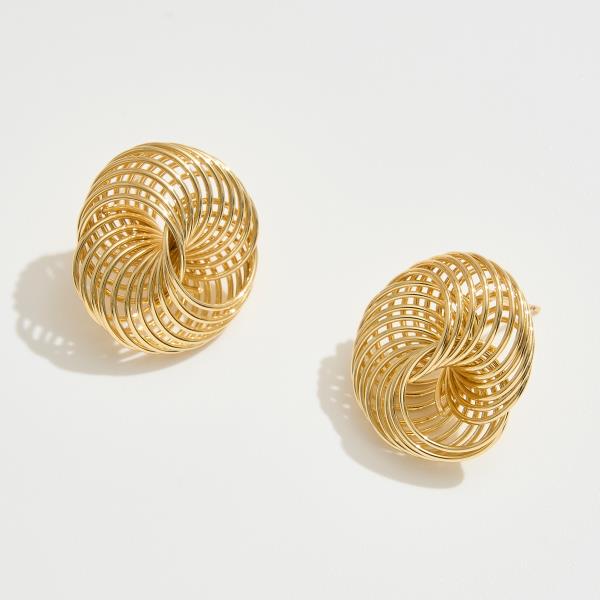 14K GOLD DIPPED SPIRAL KNOT STATEMENT POST EARRING