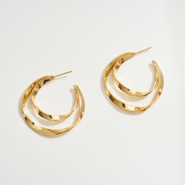 14K GOLD DIPPED DOUBLE TWISTED POST HOOP EARRING