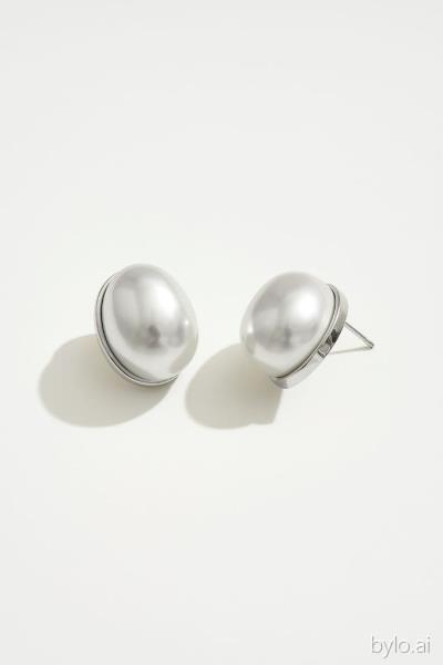 14K GOLD/WHITE GOLD DIPPED ELEGANT AND PEARL STUD EARRING