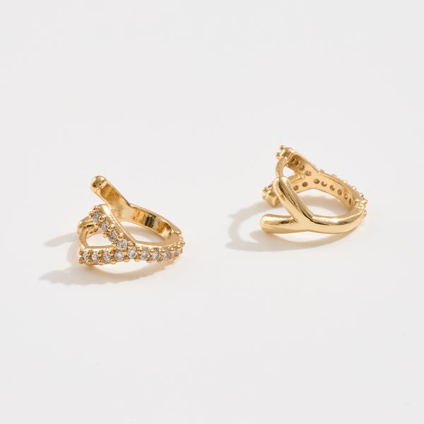 14K GOLD DIPPED INITIAL HOOP CUBIC ZIRCONIA PAVED EARRING