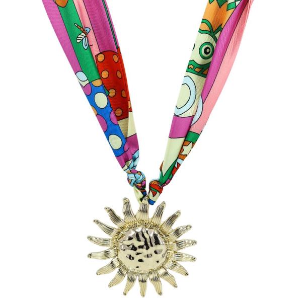 SUN METAL PENDANT SCARF NECKLACE