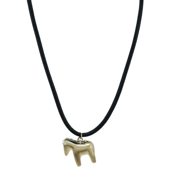 METAL HORSE CHARM CORD NECKLACE