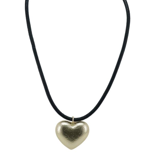 PUFFY HEART METAL PENDANT NECKLACE
