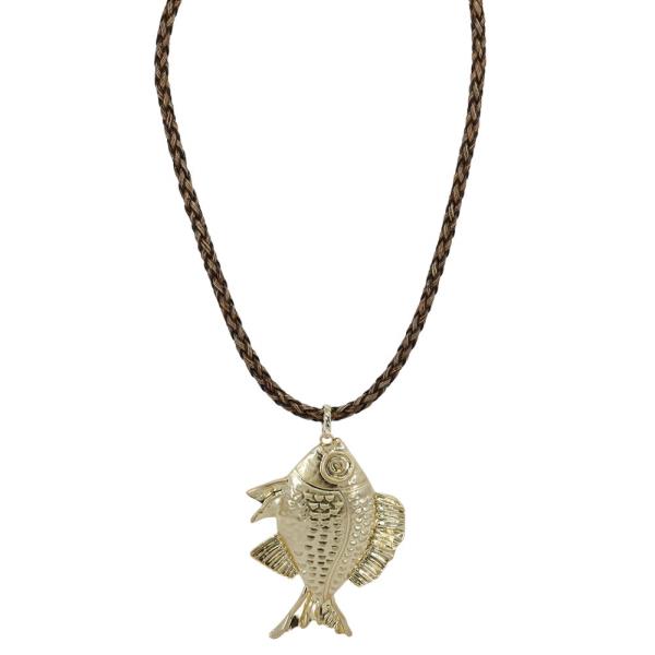 FISH METAL PENDANT CORD NECKLACE