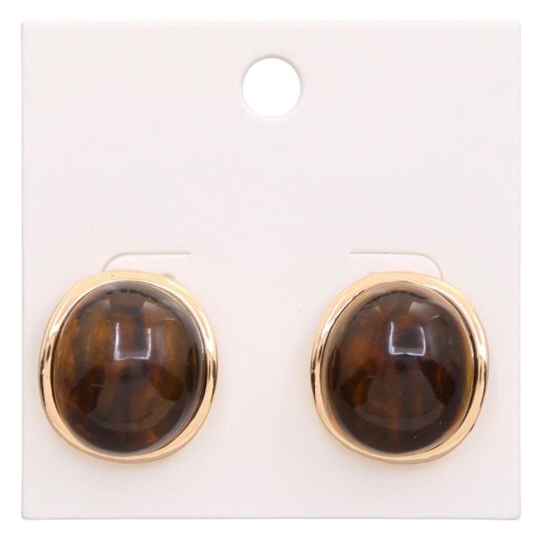 TORTOISE PATTERN ROUND POST EARRING