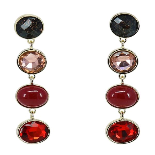 CRYSTAL STONE OVAL LINK DANGLE EARRING